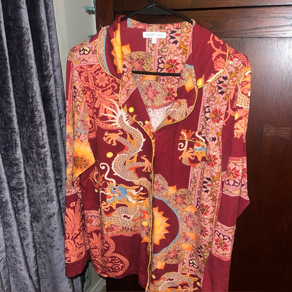 Johnny Was pajamas Print Button-Up